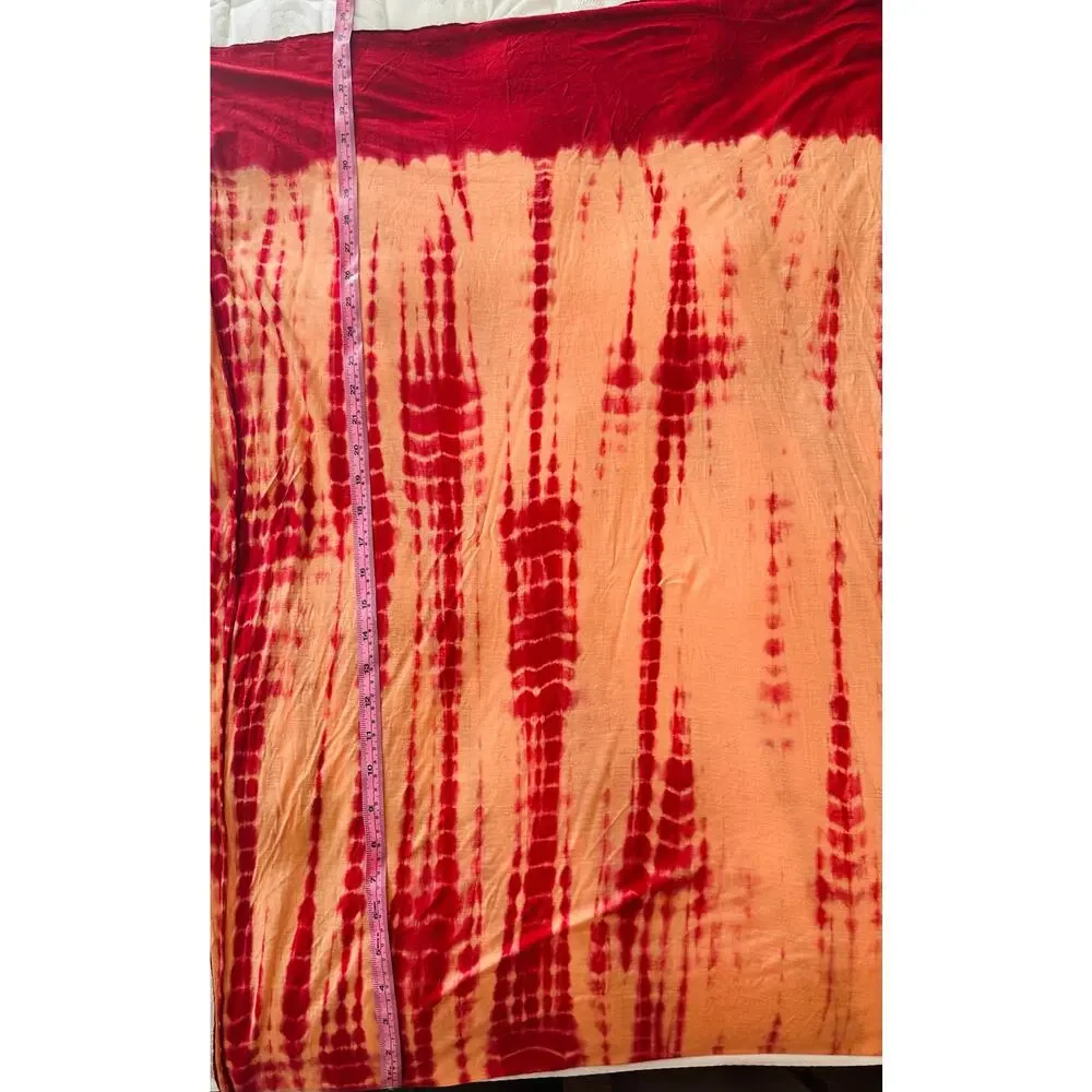 Peach Red Tie-Dye Viscose Draped Shawl Wrap Cardigan NWOT
